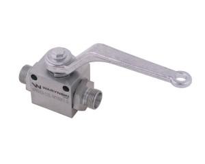 Zawór kulowy hydrauliczny 3-drogowy 3/2 M18x1.5 12L z otworami mocującymi 500 bar Waryński